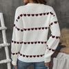 Neuer Herbst- und Winter-Valentinstag-Strickpullover im süßen Stil, lockerer Rundhals-Jacquard-Pullover mit Herzmuster für Damen