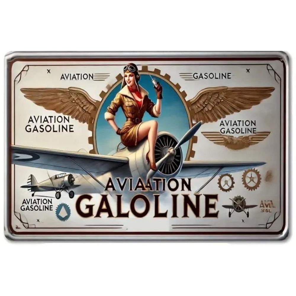 Tin Plate Pin-up Girl and Car, 20x30 Cm