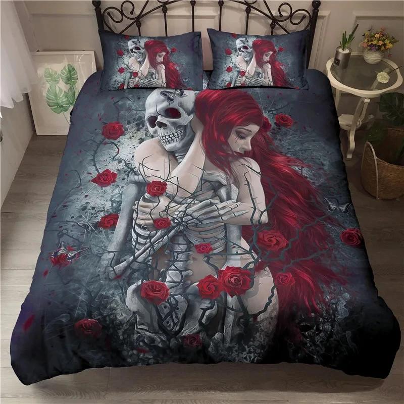 

Sexy Beauty Skeleton Girl Bedding Set 3D Duvet Cover Polyester Comforter Cover Twin Queen King Single Size Luxury Fashion Gift 90x190cm(35x74inch)