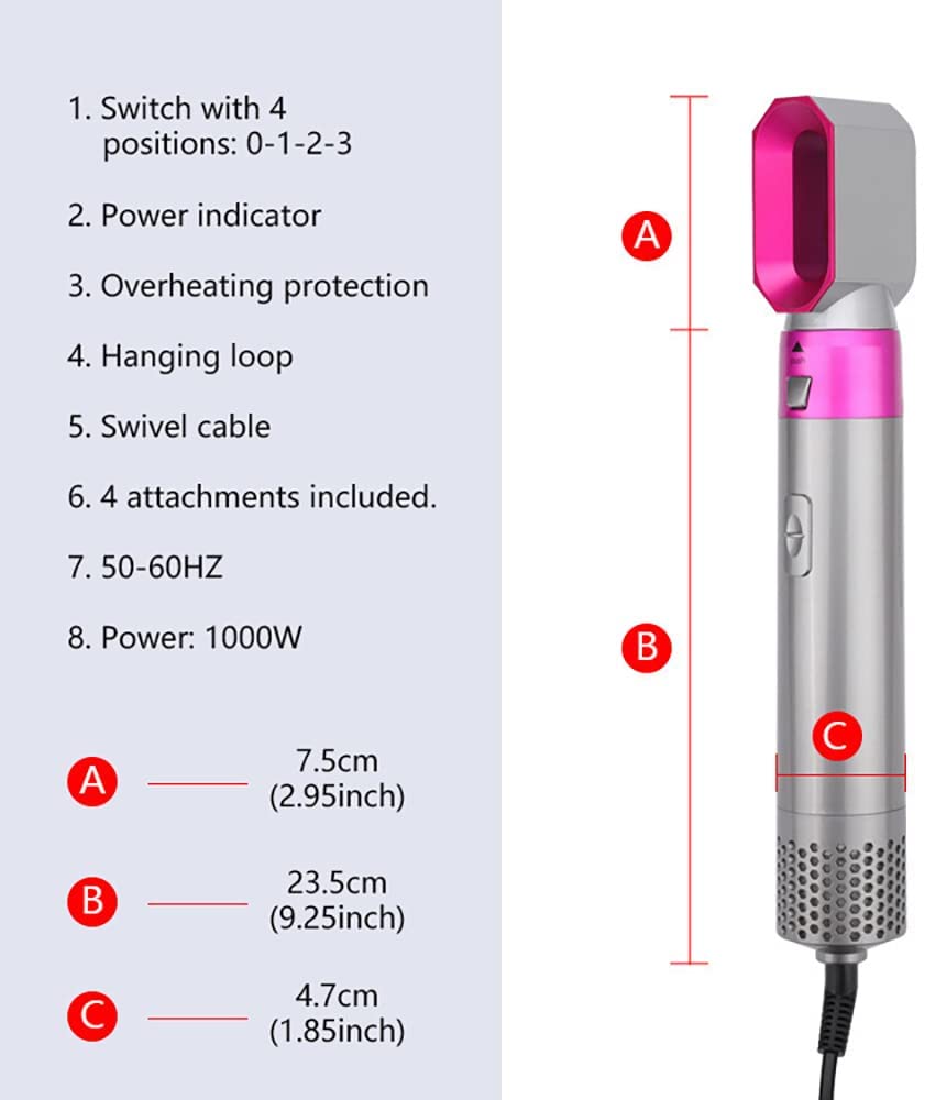 Styler 5 in 1 Hair Dryer Hot Air Brush Styler Ion Hair Straightener Volumizer Hair Curler Hot Comb Brush(Black US) with