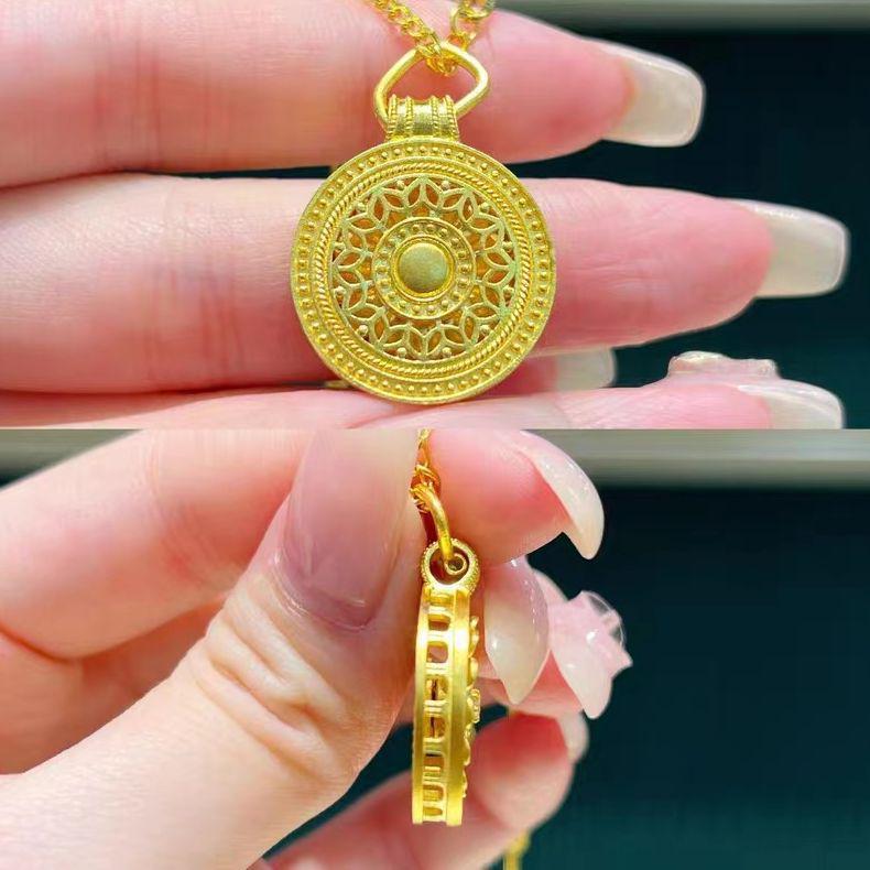 Gold Sunflower Compass Rotating Pendant in Vietnamese Court Style