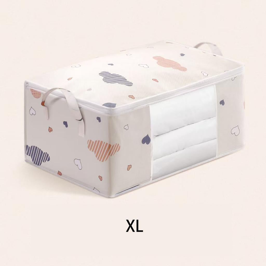Large Capacity Bedding Organizer with Cartoon Pattern, Clothes Organizer with Handle and Transparent Window.