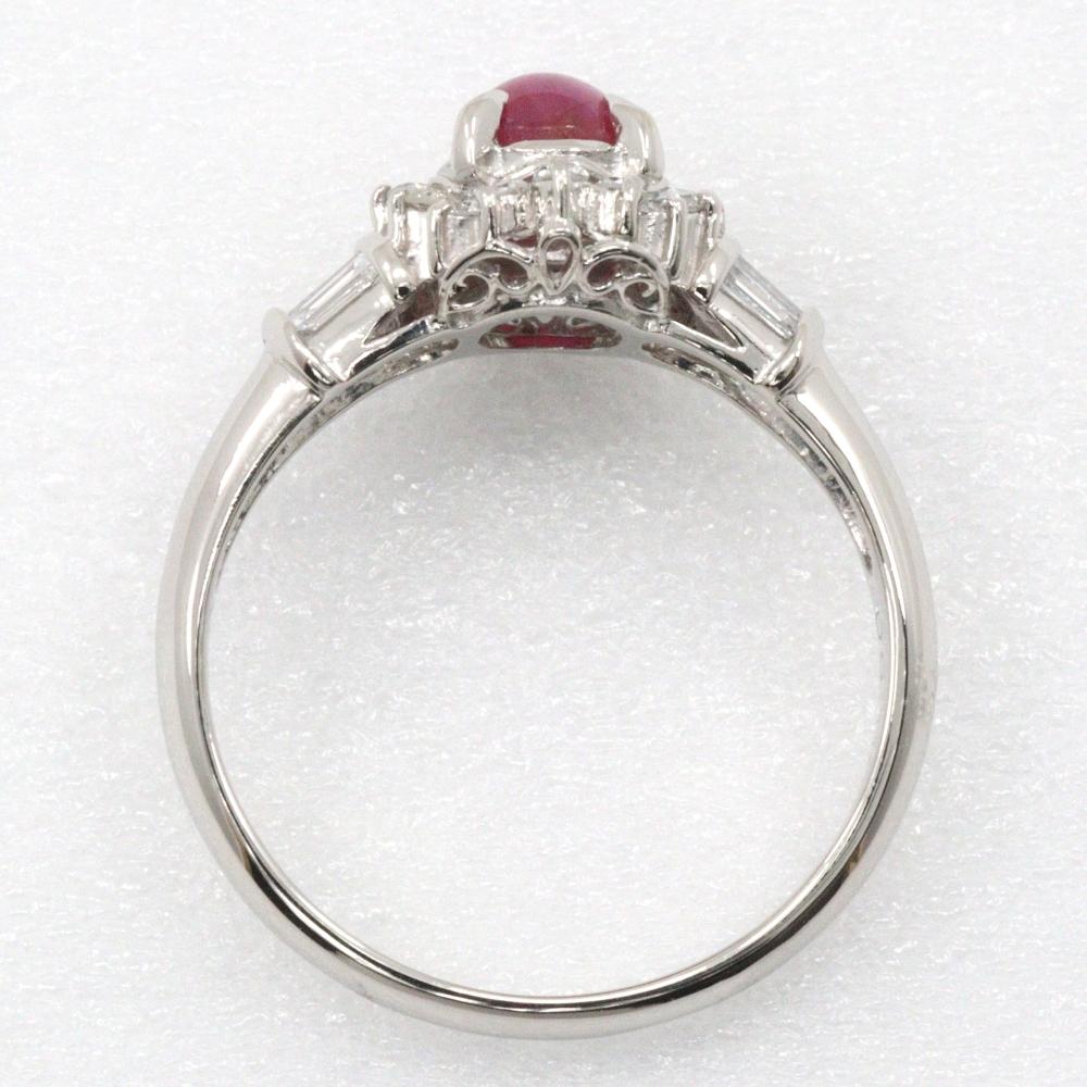 Inele Pt900Platină/Rubin stelar/diamant #5.4(Marime US) 4,2g Femei Folosit