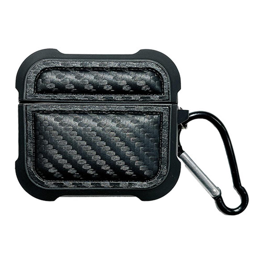 

For AirPods 3 Earphone Protector Earphone Sleeve with Anti-lost Buckle Anti-fall Carbon Fiber Design