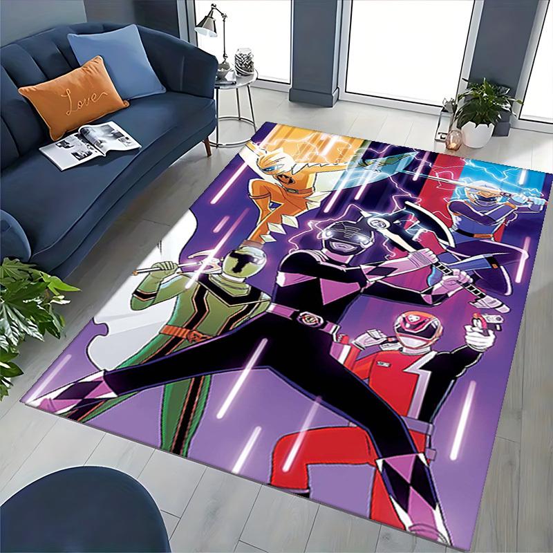 1pc Power Rangers Lightning Strike Chair Mat - Anime Cartoon Design, Non-Slip Carpet for Office, Home Decor, Living Room, Bedroom, Game Room - Perfect