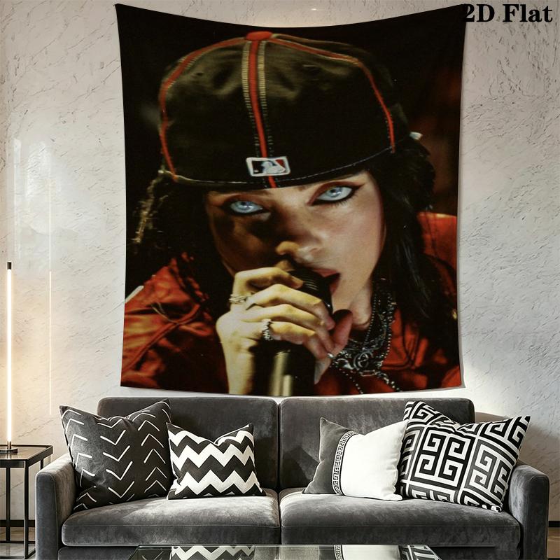 Billie Eilish Wall Tapestry Aesthetic Wall Hanging Printed Fabric Blanket Decorative Tapestries for Bedroom Living Room Home Decor