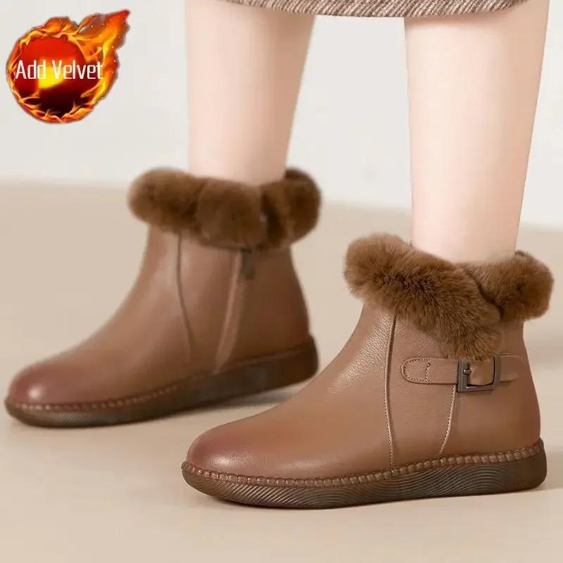 Fashion Tabi Woman Shoes Plus Warm Comfrtable Flat 39 Padded Plush Snow Boots for Women No Slipery Work Designer Luxury Trend 2024 Furry