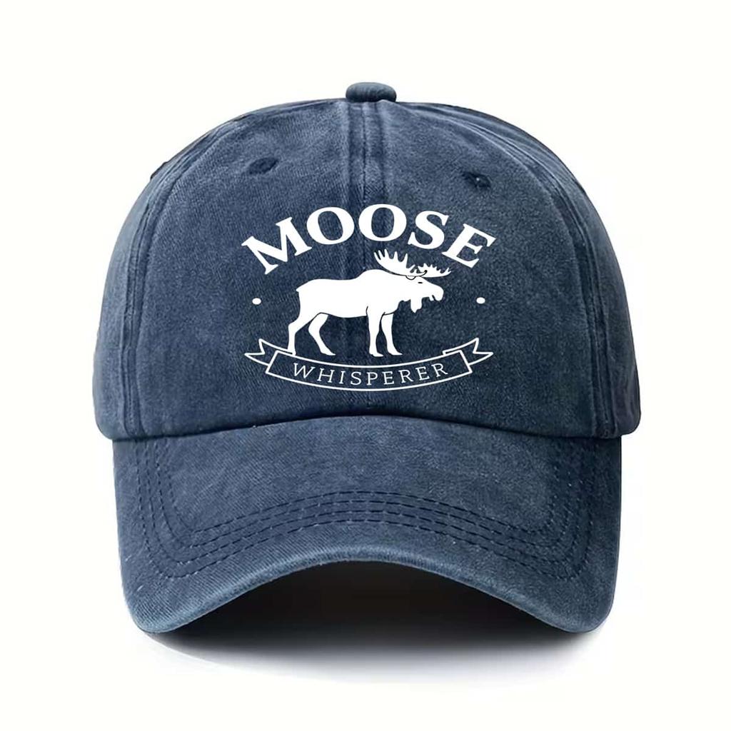 Unisex Moose Print Corduroy Baseball Cap Fashionable Casual Outdoor Hat