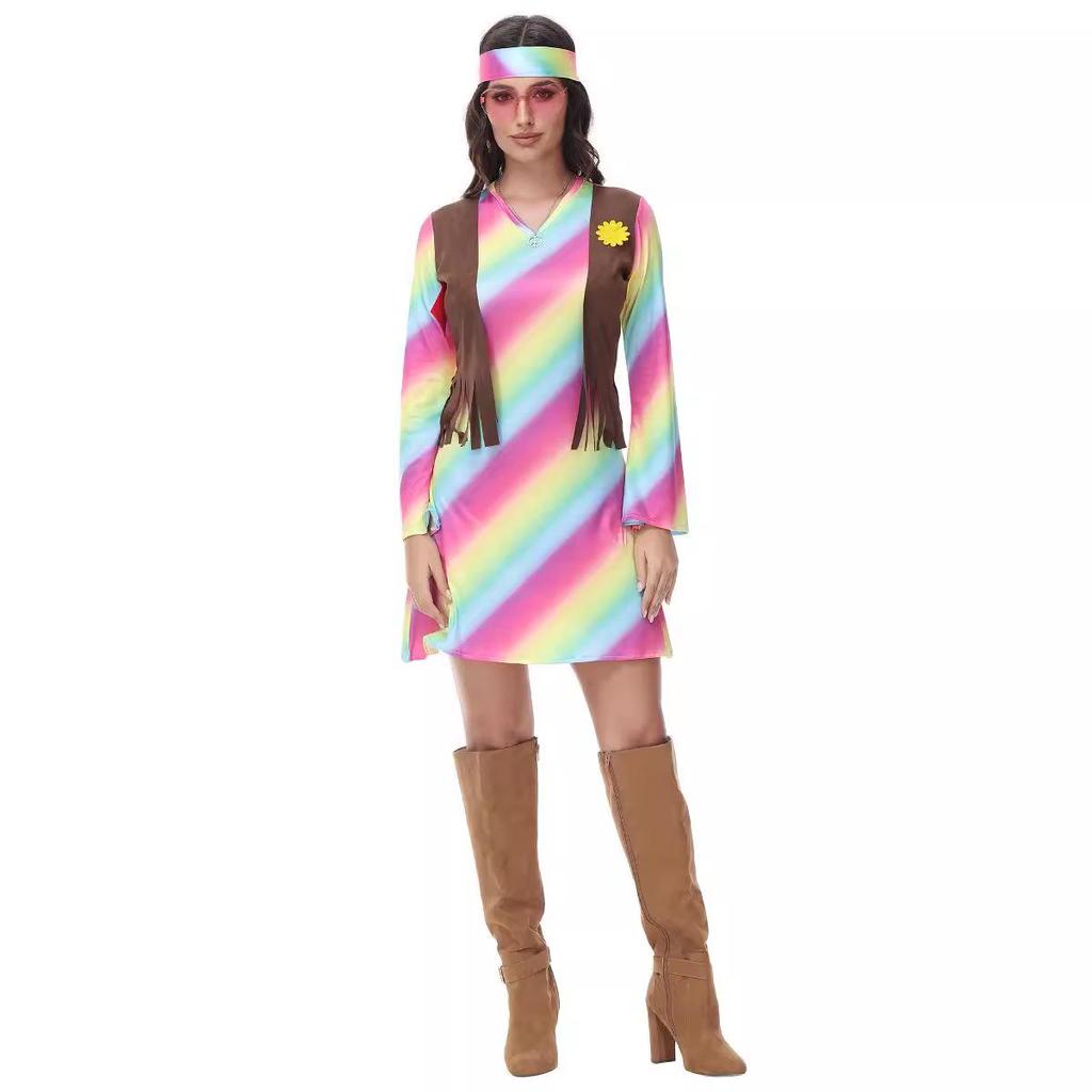 European & American Retro Disco Halloween Couples Costumes for Cosplay Dance Party