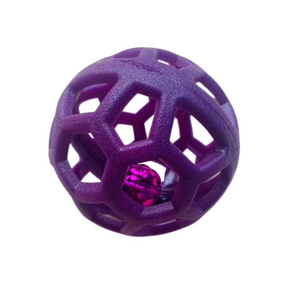 

Rubber Colorful Cat Balls Hollow Out Horse Feeding Ball Cat Toys Lattice Balls Relieve Anxiety purple-with bell