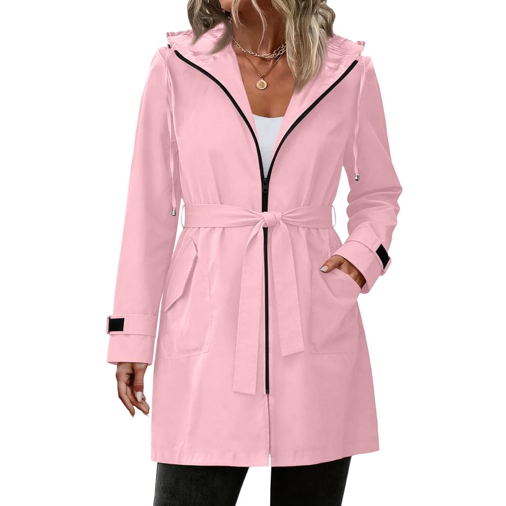 Damen Regenmäntel Mit Kapuze Leichte Outdoor Kapuzen Windjacke Trenchcoat Jacke Große Größen