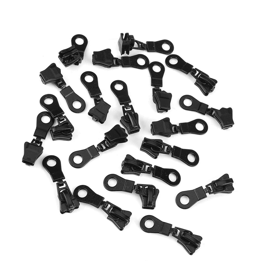 20pcs Metal Alloy Zipper Sliders Size #5 Zip Fastener Repair Replacement Kit (Black)