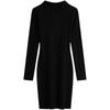 Calvin Klein Casual Commuter V-Neck Polo Black Knit Long Sleeve Dress Women Dresses Space-Black ZW02583