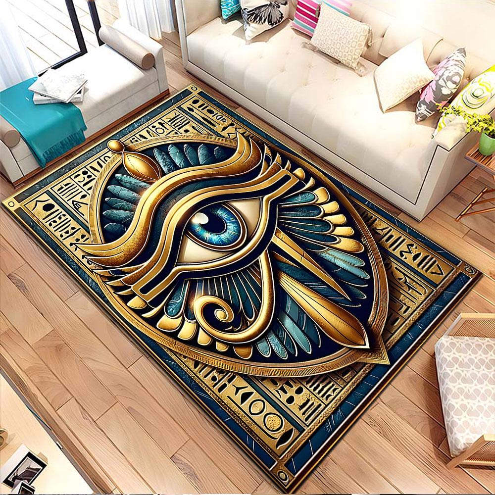 Egyptian Eye of Horus Design Patterned carpet, non slip mat suitable for living room and bedroom sofas