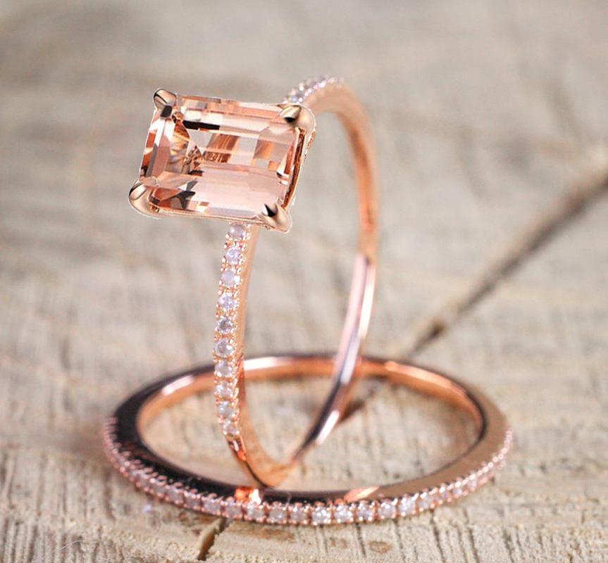 Plated with 18K Rose Gold Diamond Engagement Ring Delicate Micro Zircon Rings