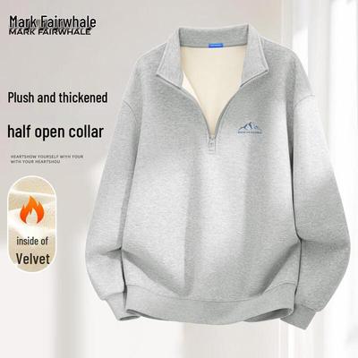 Mark Fairwhale Herren Fleecegefüttertes Halb-Zip-Sweatshirt