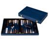 Luxe Backgammon Walnoothout + Inleg Walnoot 18” – Gesloten spel 52x45,5 – Complete set (pionnen dobbelstenen bekers) – Bruin/Wit