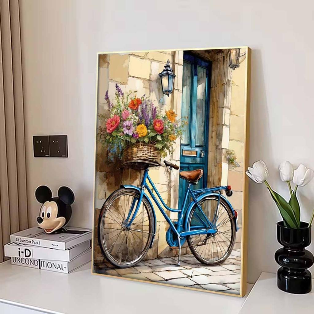 Bicycle Diamond Painting Painting Set, 5D DIY Rhinestone Cross-stitch Crafts and Crafts, Decorative Home Wall Mural Ornaments