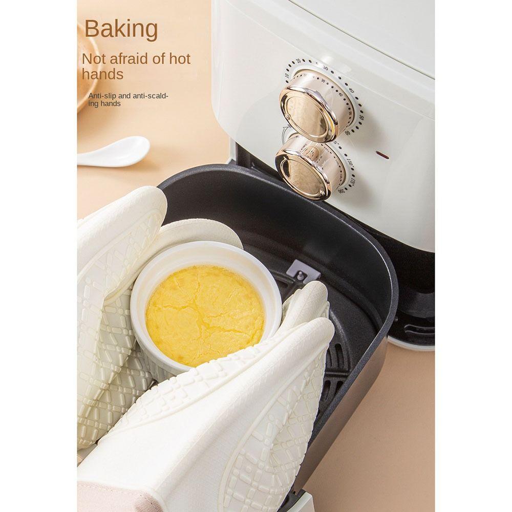 1 Pairs Thickened Cotton Oven Mitt Silicone Silicone Glove Household Glove  Kitchen Mitten