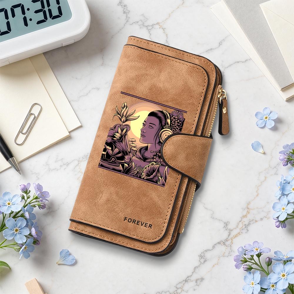 Women's Fashion Pattern Print Long Wallet Multi Card Slot Portable Purse