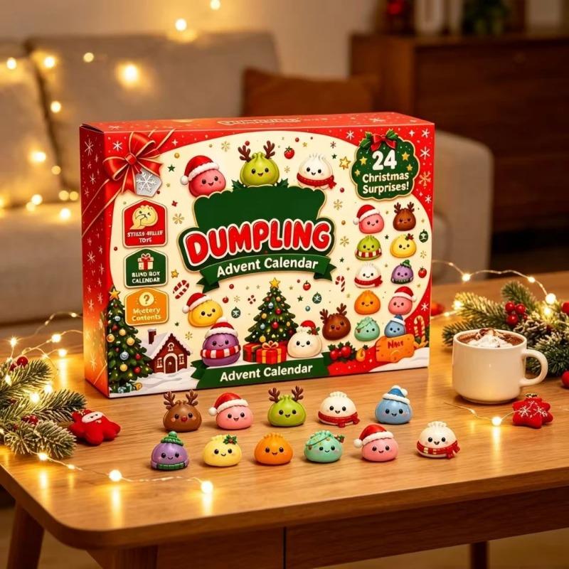 24‑Days Christmas Dumpling Advent Calendar Gift Set, Holiday Countdown Ornaments, Desktop Decor, Festive Party Favor Gifts