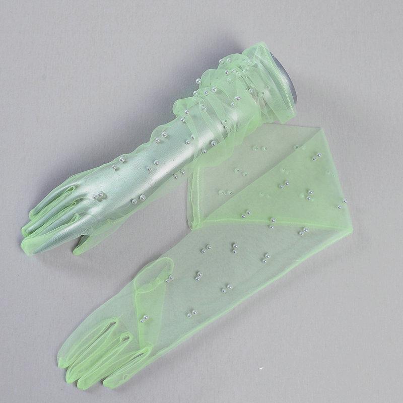 Weiße Hochzeitshandschuhe Mesh-Handschuhe Lange Handschuhe Weiße Garnhandschuhe Brauthandschuhe