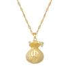 Full Diamond Money Bag Lucky Bag Light Luxury Temperament Gorgeous Full Diamond Necklace Female Versatile Collarbone Chain Titanium Steel Chain