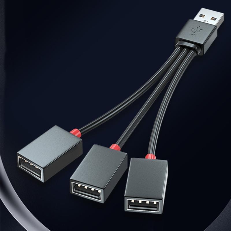 3 In 1 USB Splitter Cable, USB Power Splitter 1 Male To 3 Female USB 2.0 Adapter 1 To 3 USB Splitter USB Extension Cable