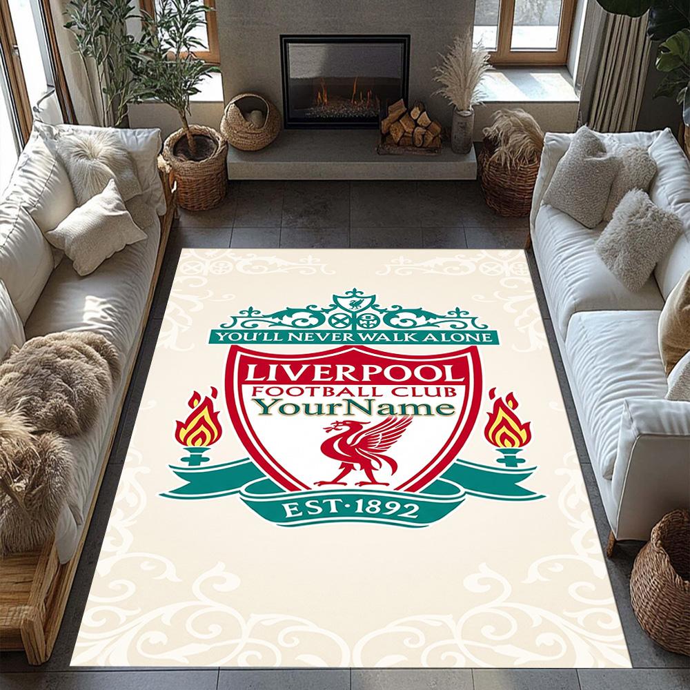Liverpool Personalized Name Floor Rug Office Rug Perfect for Bedrooms Balcony Outdoor Game Room Antislip Carpet Anime Office Decor Wedding Party Gift