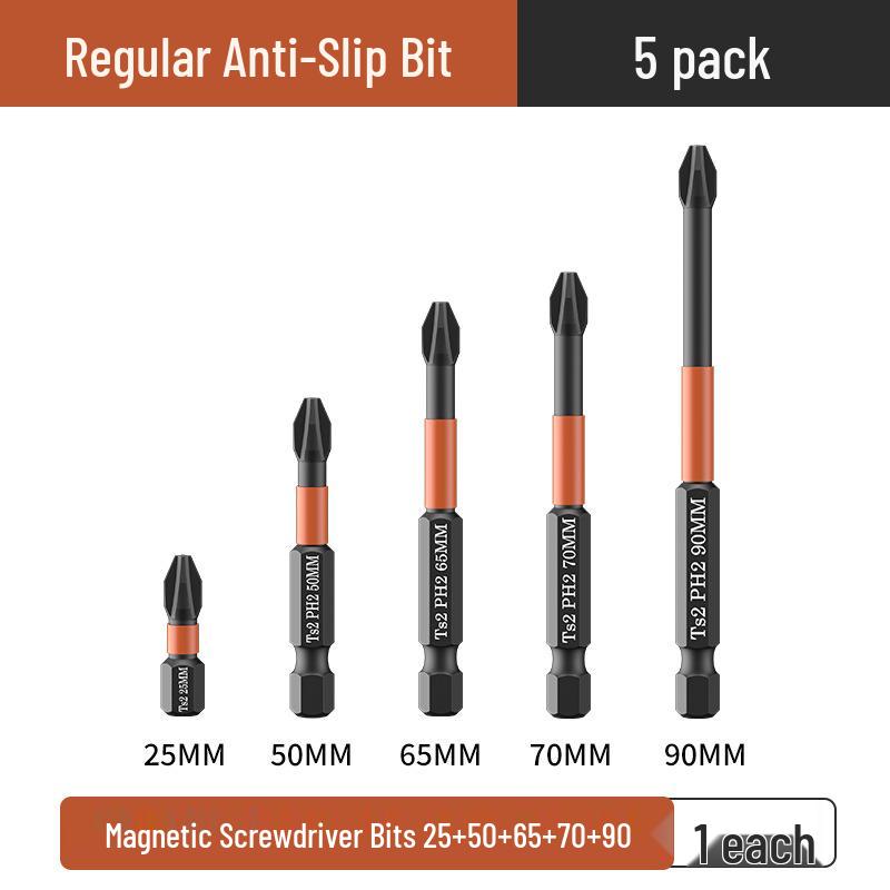 Tungsten Steel Anti-slip Phillips Screwdriver Bit Set - Super Hard, High Hardness, Strong Magnetic, for Electric and Hand Drills.