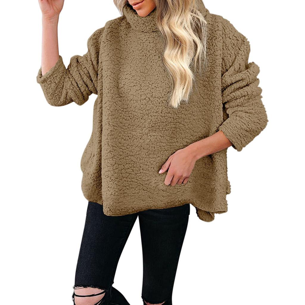 2025 autumn and winter European and American women's clothing cross-border new wool turtleneck solid color sweater plush top women