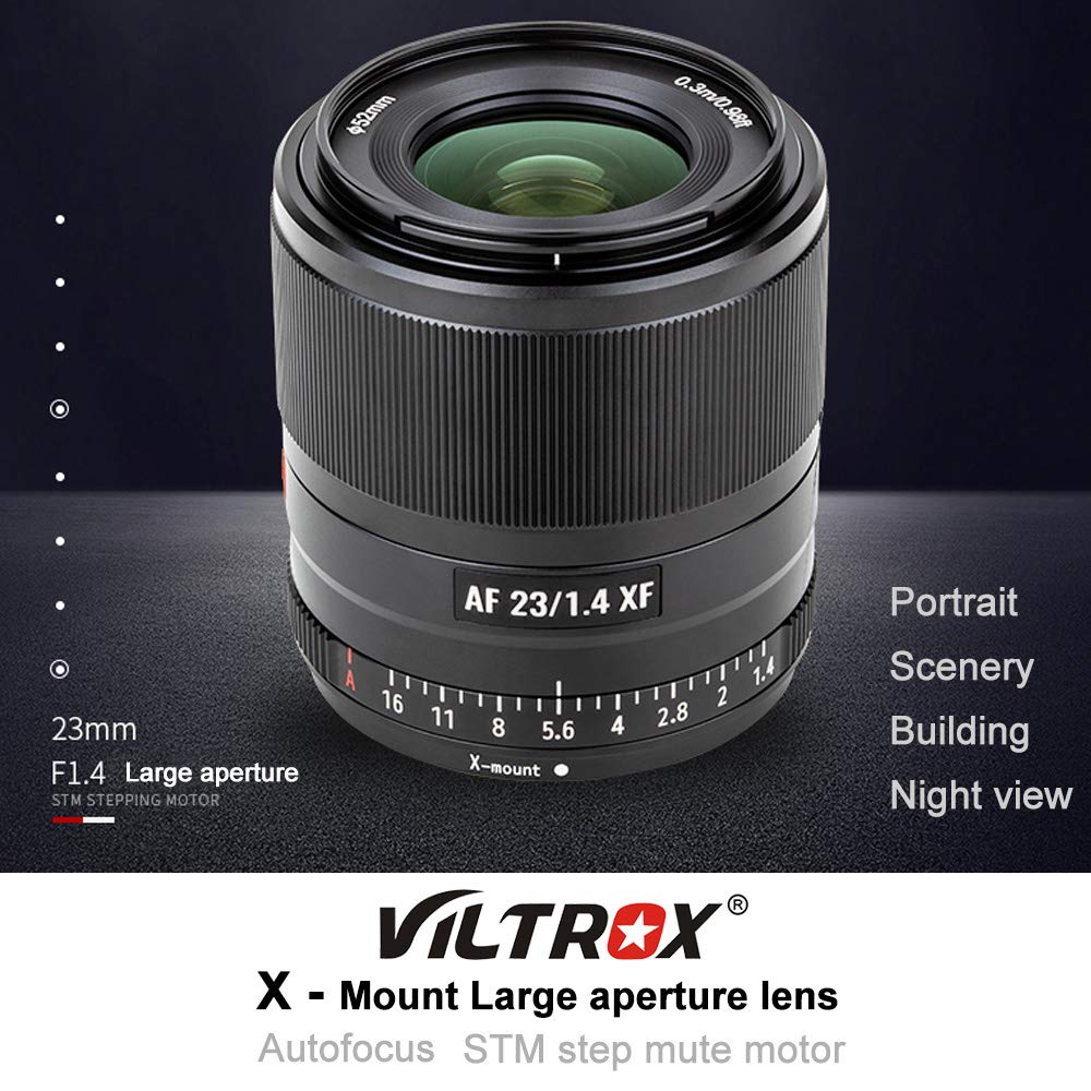 Viltrox 23mm Large Aperture Prime Noiseless Stepping HD Nano Multilayer Compact Metal Water 10 11 Elements X f1.4 Lens, STM, Motor, Coating, Body,