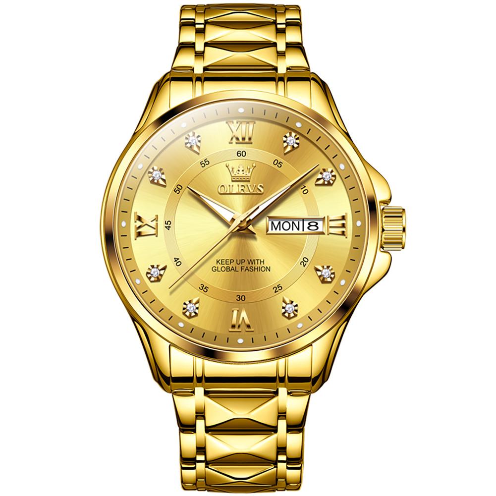 OLEVS 2906    Luxury Business Calendar Stainless Steel Luminous Waterproof  Classic Fashion Quartz Watch  for  Men