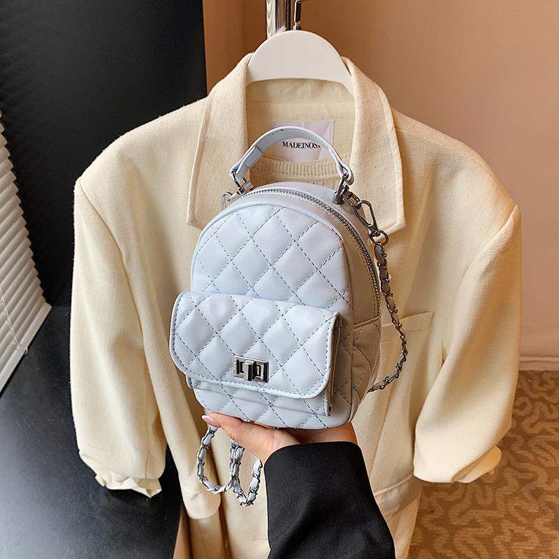 Fashion rhombus embroidered thread women's backpack 2025 new versatile chain backpack travel mini schoolbag