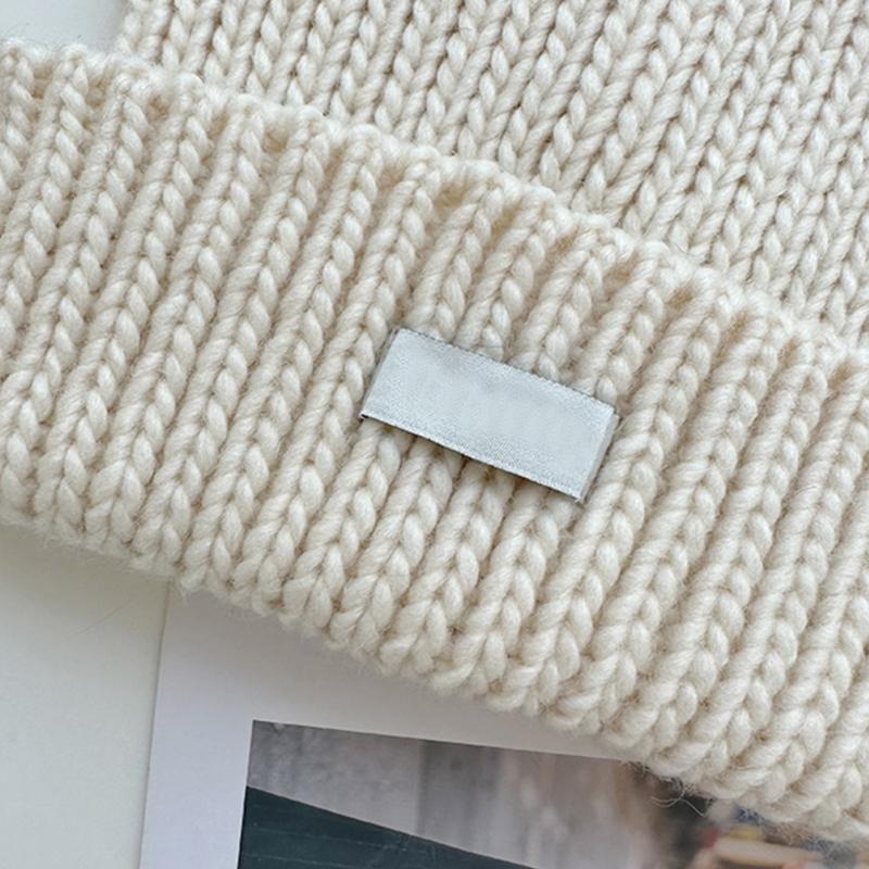 Cats Ear Knitted Hat Tassels Letter Decration Hat Foldable Fuzzy Winter Hat for Youthful Stylish Look