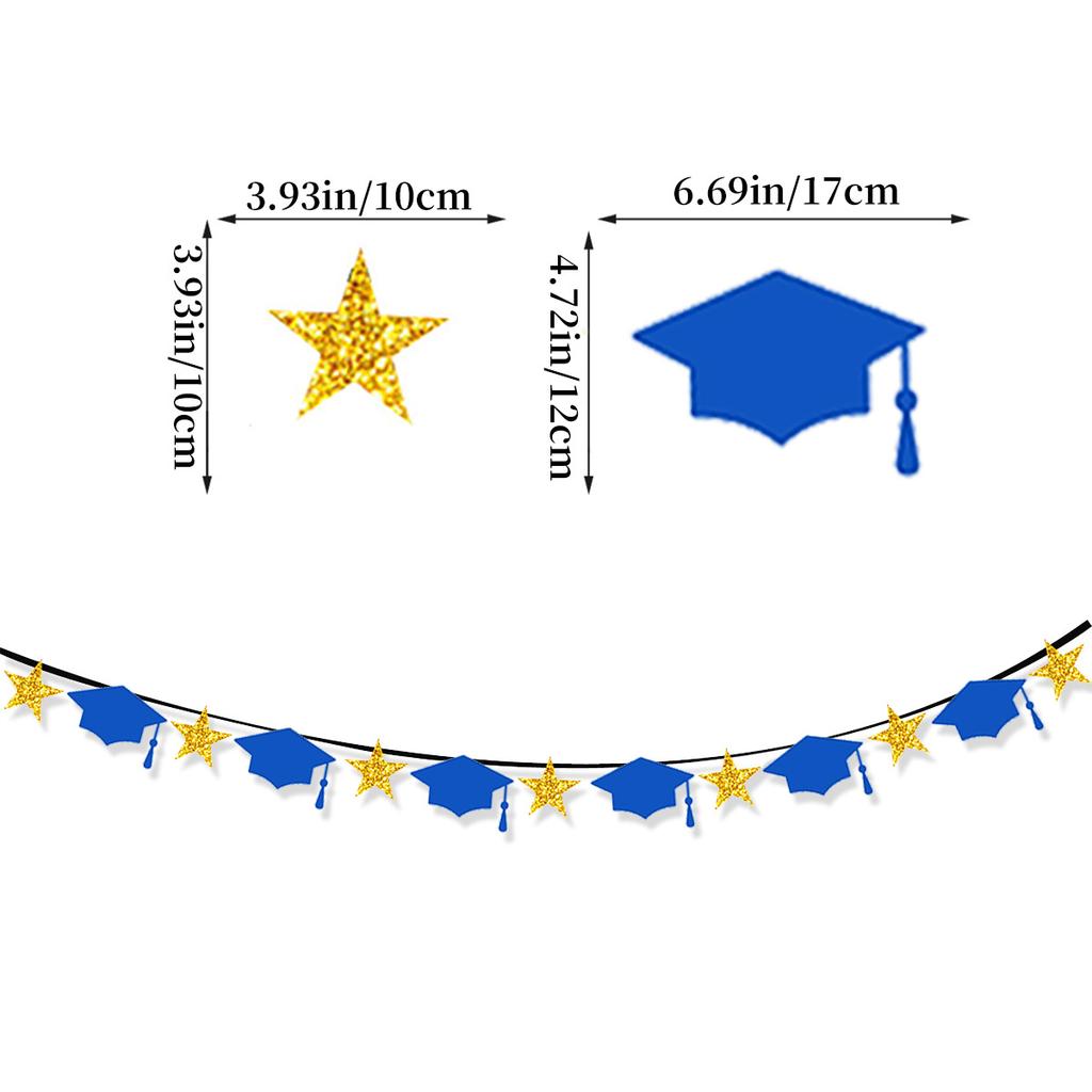 Graduation Season Theme Decoration Congrats Grad Blue Spiral Pendant Flag Balloon Set
