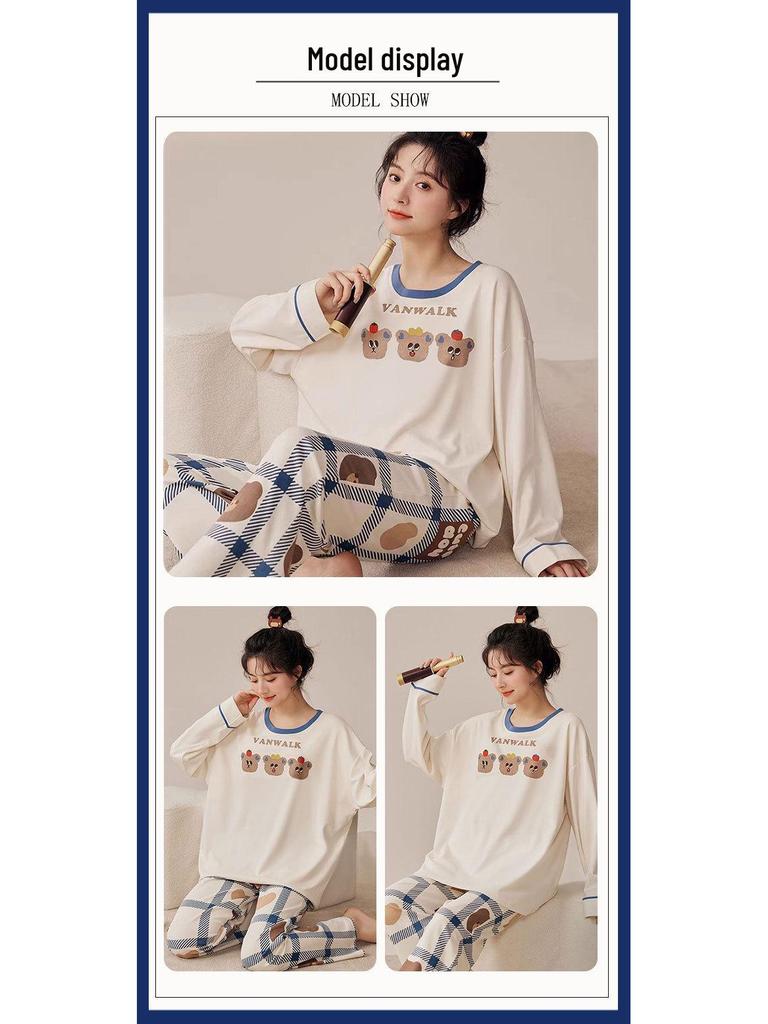 Women's Autumn/Winter Pajama Set: Cute, Girlish Long-Sleeve, Loose, Casual Homewear