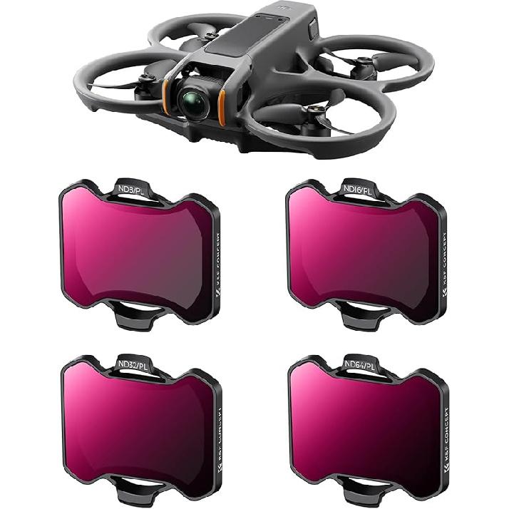 K&F Concept Upgrade 4Pack ND Filter Kit Compatible with DJI Avata 2, ND8 ND16 ND32 ND64 Neutral Density Filters Drone Lens Accessories, Multi-Coated
