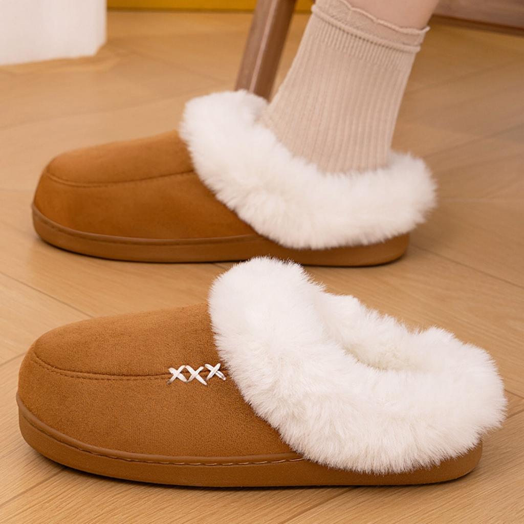 Hairy Slippers for Women, Winter New Style, Warm and Comfortable Home Slippers with Thick Cotton and Velvet Added