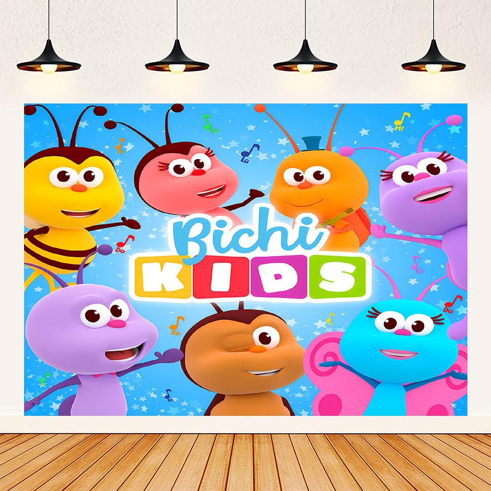 Cartoon Photo Backgrounds Bichi Kids 1st Birthday Party Baby Shower Decoration Rainbow Ant Doll Friends Photo Background