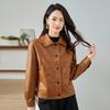 Giacca da Donna Primavera Autunno Ecopelle Superficie Liscia Collo a Revers Monopetto Maniche Lunghe Tasche Retro