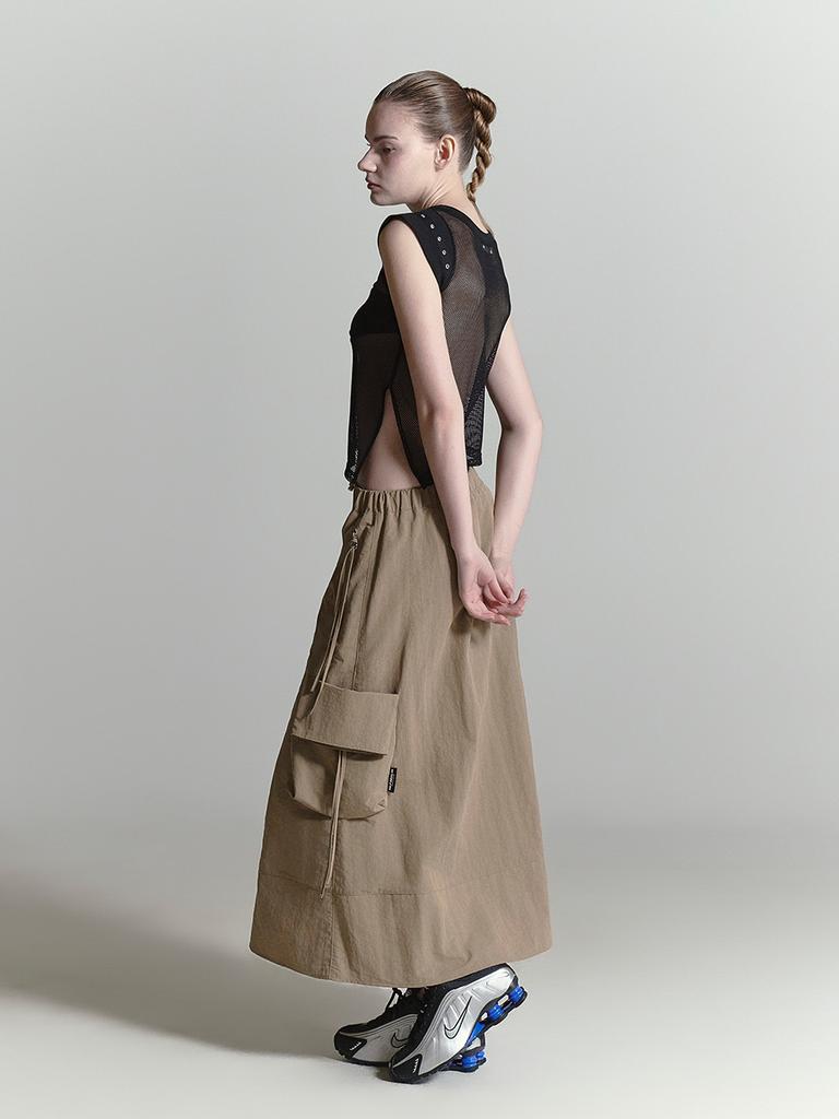 Half Devils Nylon Multi-Pocket Cargo Skirt_Toffee
