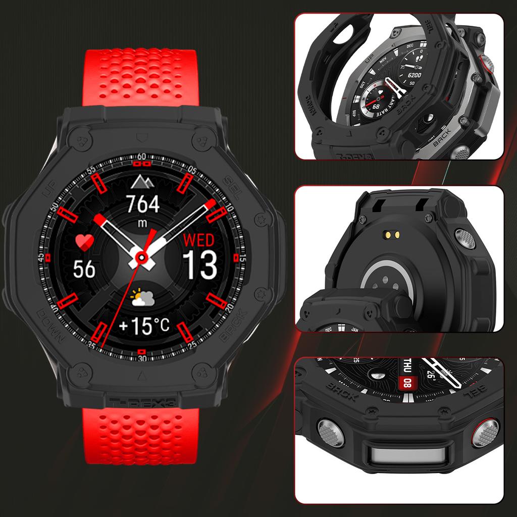TPU Protective Case For Amazfit T-rex 3 Smart Watch Strap Cover Soft Silicone Bumper for Trex 3Pro 48 Protector Shell Accessoies