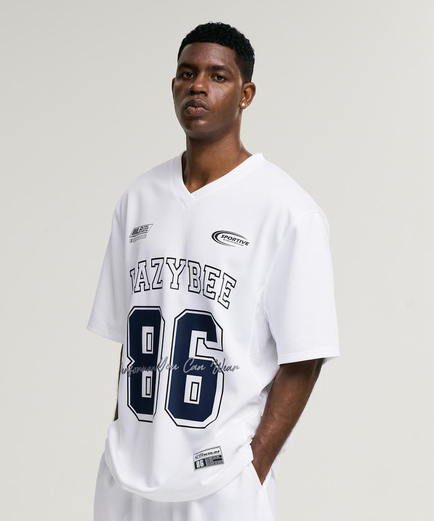 Leijibi Mixed Mesh Rugby Jersey Top Oversized Short Sleeve M Athletic Short Sleeve T-Shirt White