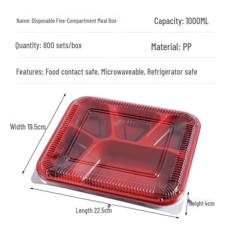 Bingyao Disposable 5-Compartment Takeaway Meal Boxes