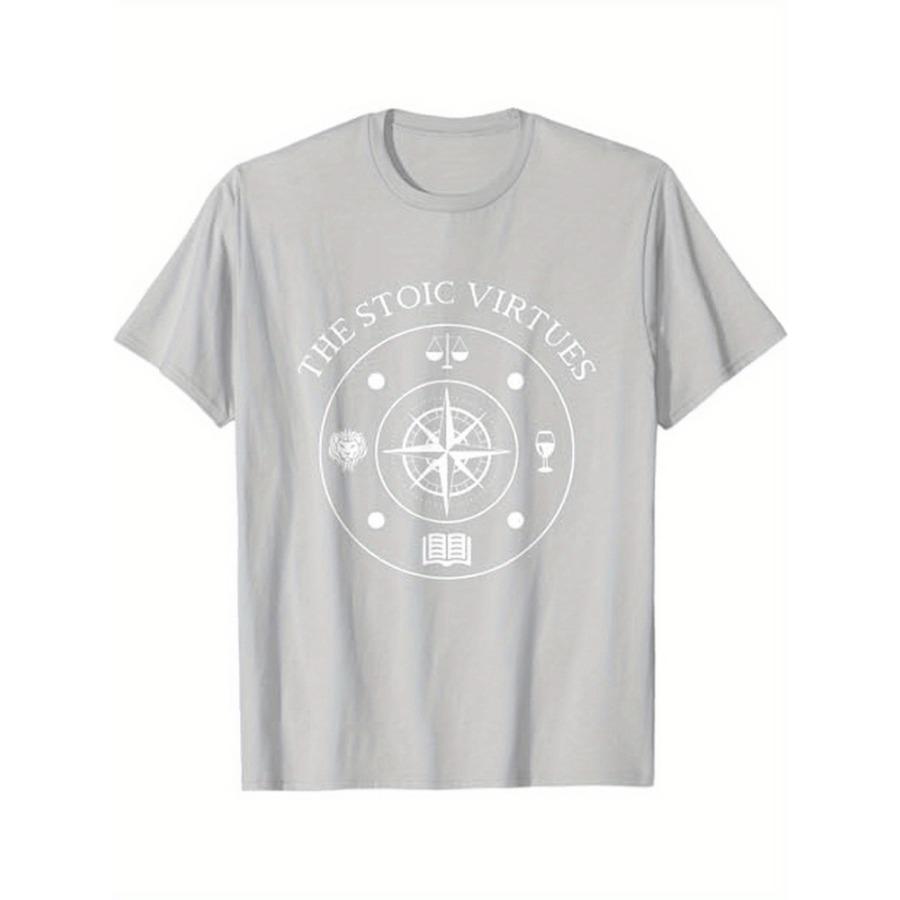 Stoic VirtuesMarcus Aurelius  Seneca PhilosophyAncient Roman Stoic Compass Design100 Cotton Oneck Printed Mens Tshirt