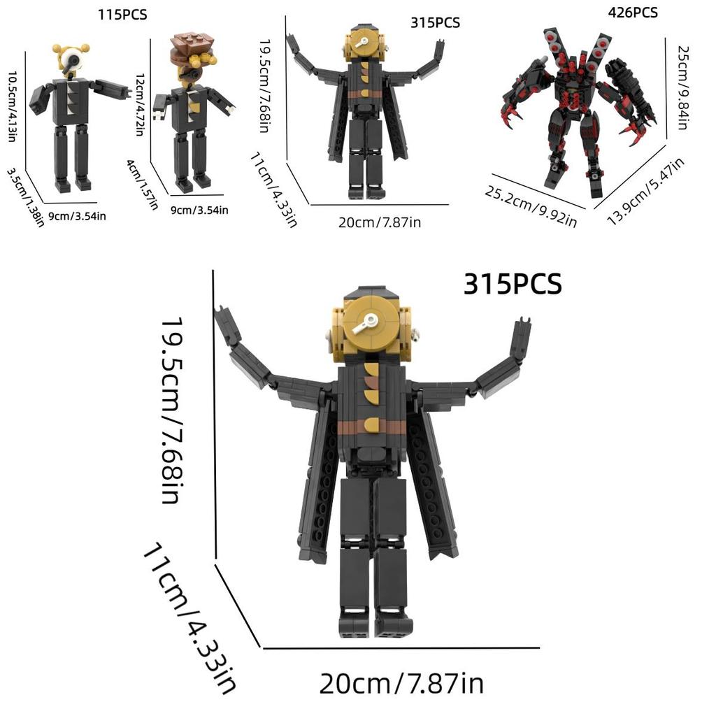 Moc Skibidi Toilet Clock Man Vs Surveillance Man Building Brick Toy Abs Plastic Diy 200-400 Pieces