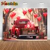Red Car Love Backdrop Photography Fresh Street Flower Lover Girl Valentine's Day Background Wedding Studio Decorations Photozone