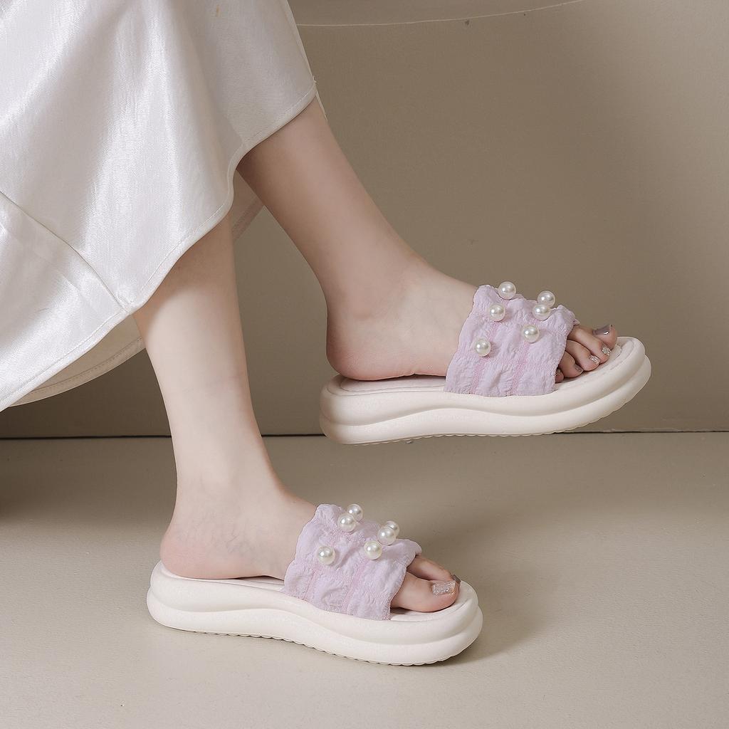 Fashion String Bead House Slippers Platform Women Luxury Shoes Pantofle Slides Designer 2025 Shoes Slippers Casual String Bead Platform