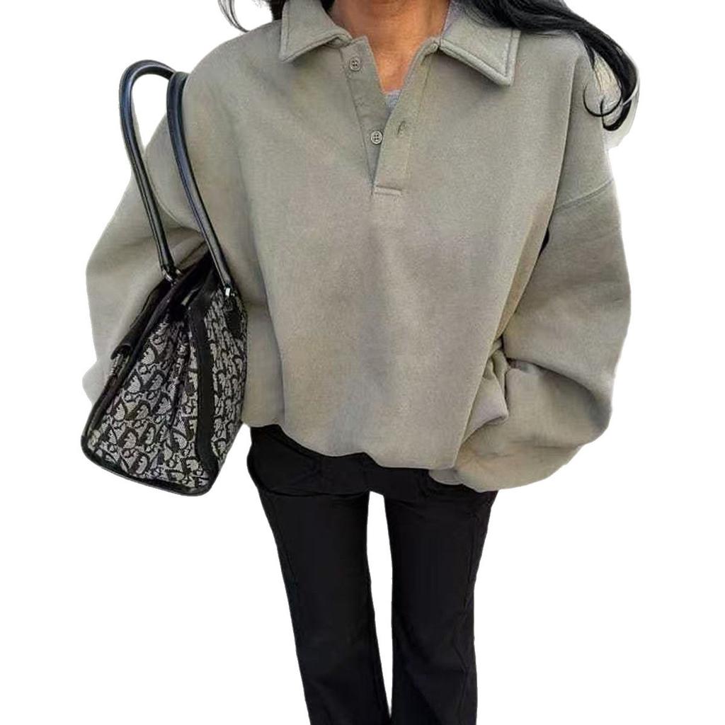 Casual Vacation Solid Color Long-sleeved Jacket and Sweatshirt for Women 2025 Autumn and Winter